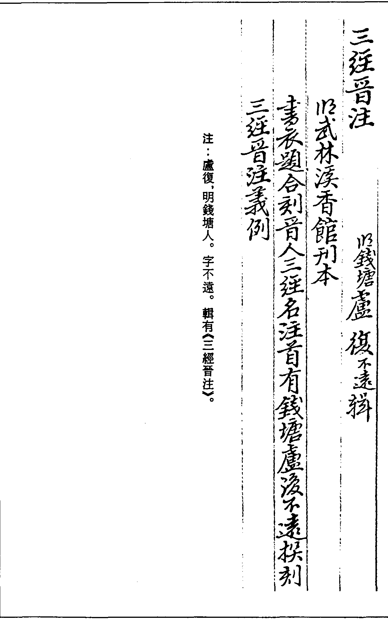 一○一九 三經(jīng)晉注 (明)盧復(fù)輯 (明)武林溪香館刊本(三○)